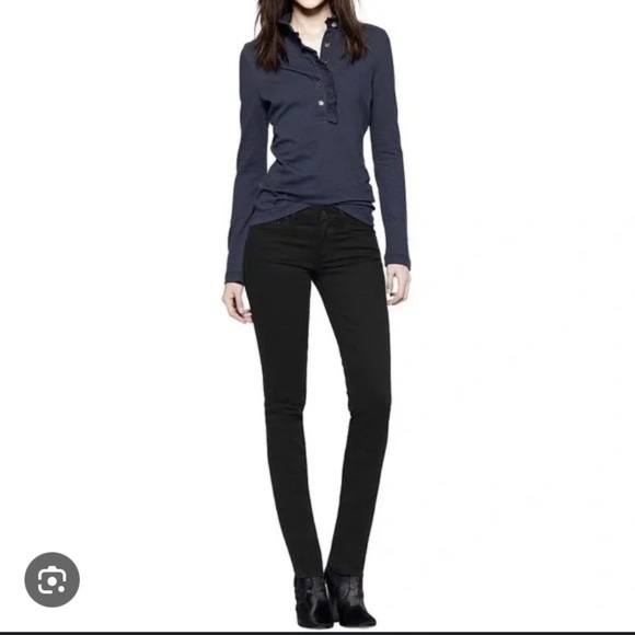 Tory burch designer ny super skinny black denim pant preppy spring  logo classic - Picture 1 of 7